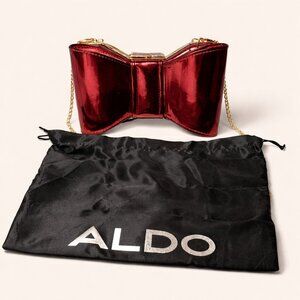Aldo Bowbagx Metallic Red Bow Frame Clutch w/ Dust bag – NWT